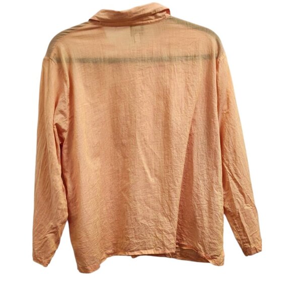 Eileen Fisher Semi-Sheer Button Front Tunic Blouse XL Orange - Picture 4 of 10